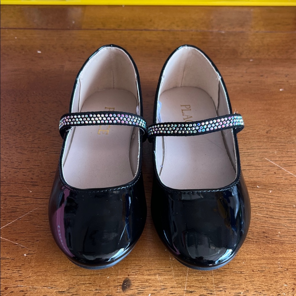 The Children's Place Black Dress Shoes with Rhinestone Strap